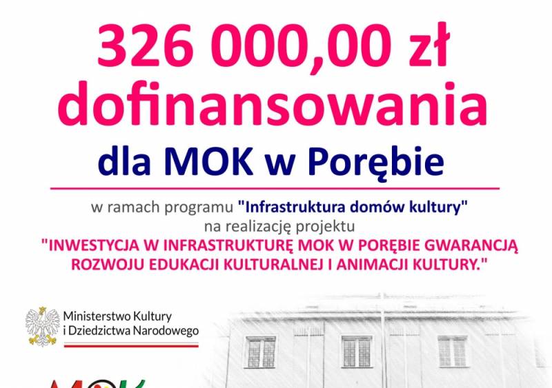Zdjęcie: Miejski Ośrodek Kultury w Porębie z dofinansowaniem 326 000,00 zł ...